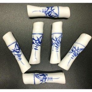 Chinese Porcelain Chop Stick Brush Rests Blue & White Hand Painted  Bamboo 6 VTG